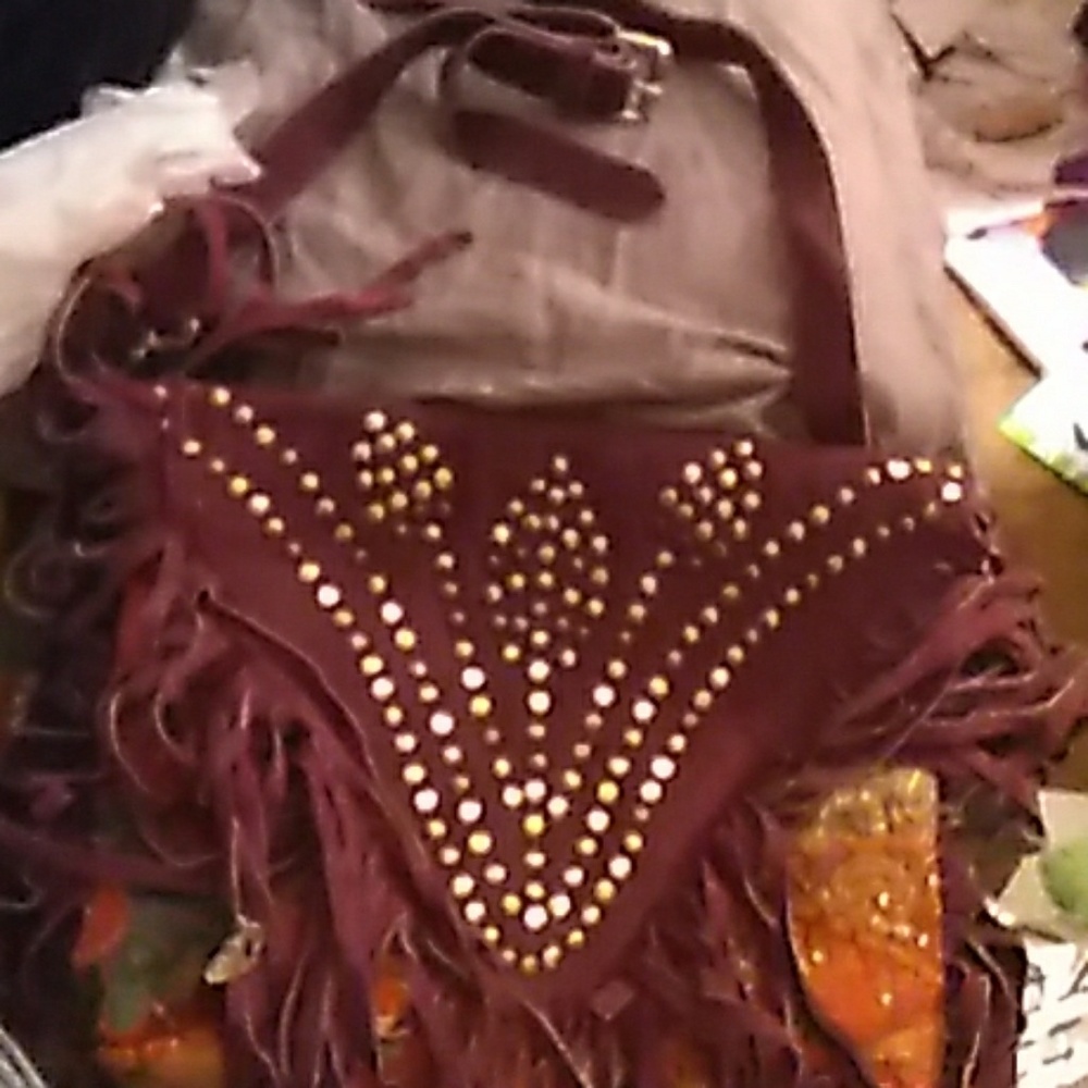 Genuine suede crossbody hobo bag